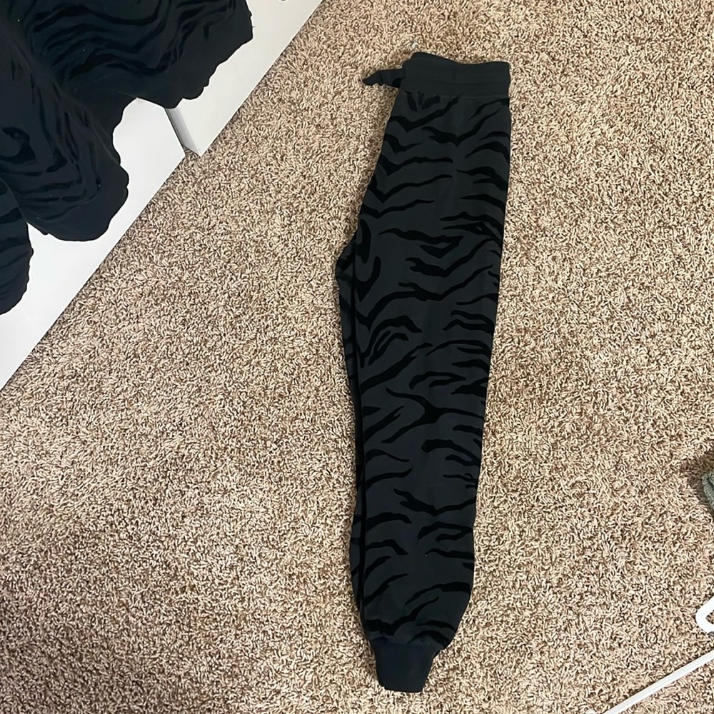 Black with velvet stripes draw string pants